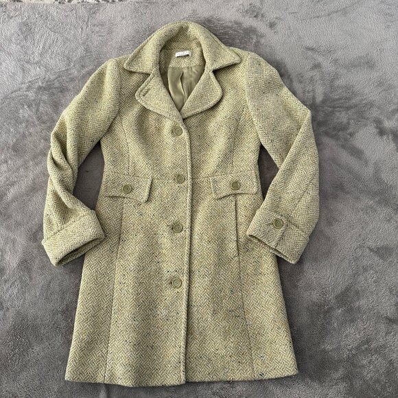 LOFT Jackets & Blazers - Ann Taylor Loft Green Tweed Wool Blend Pea Coat Jacket Women's size 4